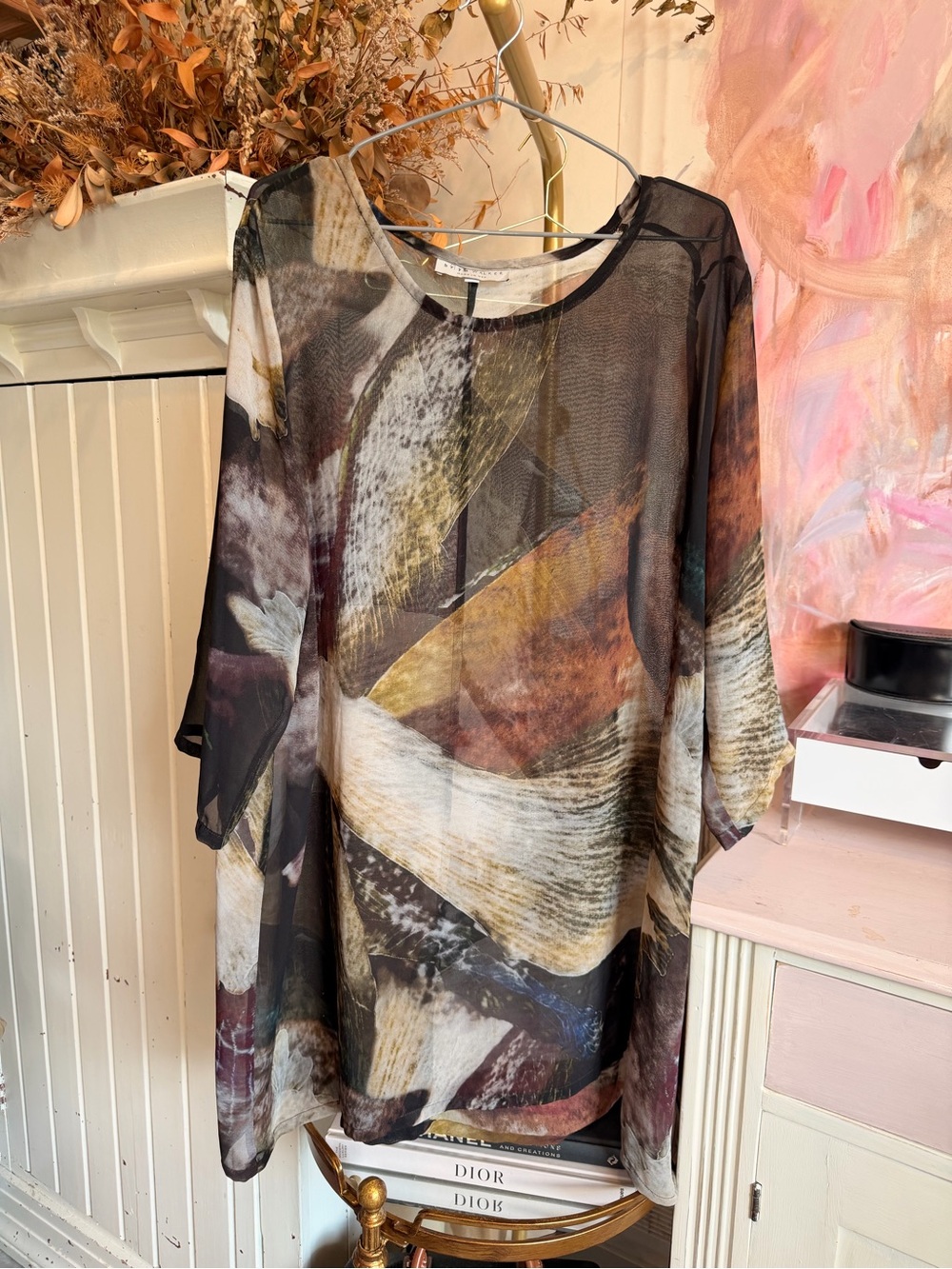 Bryn Walker Sheer Abstract Print Women’s Blouse - Multi